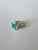 Modern Set in 18k Gold, Art Deco Emerald Sugarloaf, Turquoise & Diamond Engagement Ring, Us Size 6 For Sale - Image 3 of 16
