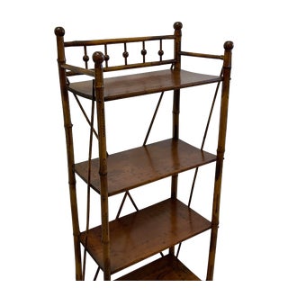 Antique French Burnt Bamboo and Oak Etagere,circa 1890-1910 For Sale