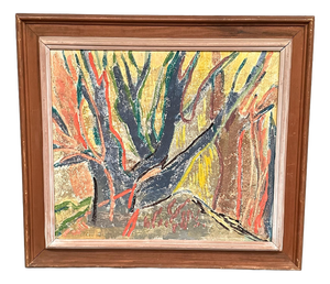 Alam, Trees (Abstract Composition), 1952, Oil on Panel, Framed