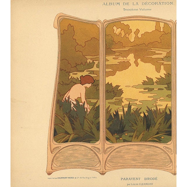 C1900 Antique French Art Nouveau Landscape Lithograph | Chairish