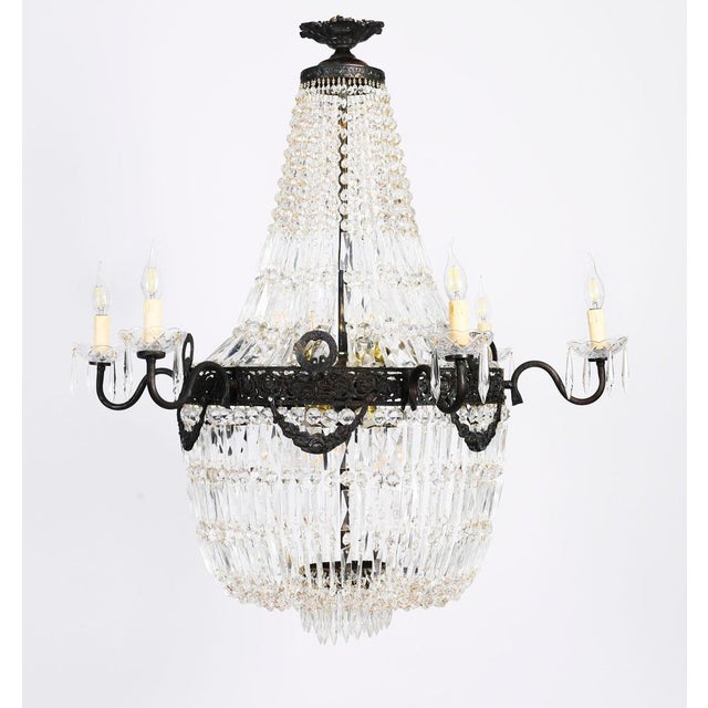 Antique Louis Revival Cut Crystal 14-Light Ballroom Chandeliers, 1920s, Set of 6 For Sale - Image 4 of 18