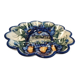 Vintage Boleslawiec Polish Pottery Egg Plate For Sale