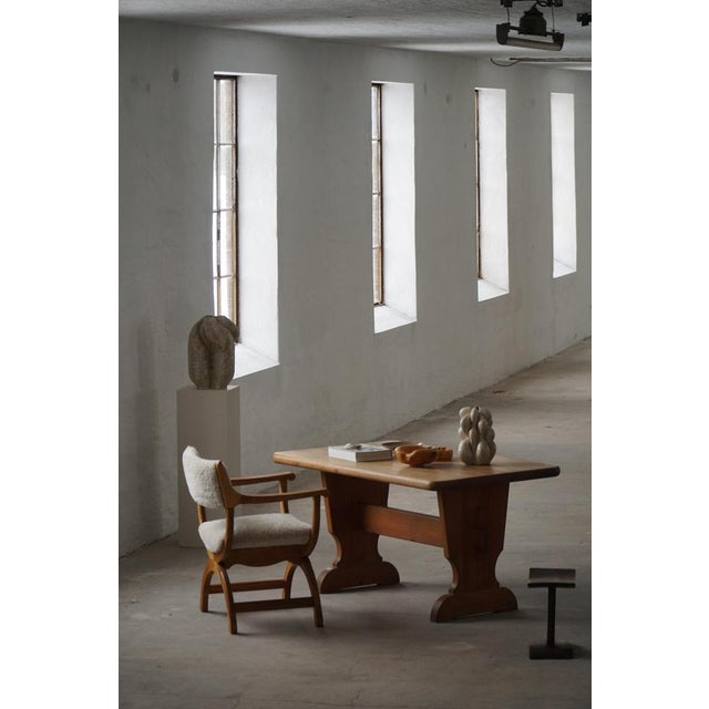 1960s Mid-Century Kurul Armchair in Oak and Lambswool attributed to Henning Kjærnulf, 1960s For Sale - Image 5 of 18