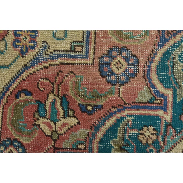 Tabriz Rug 9’8” X 12’6” Pink Wool Vintage Distressed Hand-Knotted Carpet For Sale - Image 4 of 15