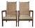 Set of Mid-Century Modern Lounge Chairs in Wood and Cane For Sale