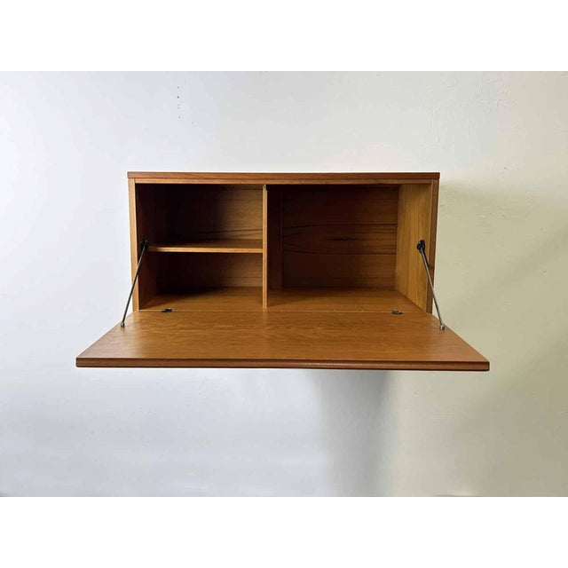 1960s Mid-Century Wall-Mounted Illuminated Drop-Front Desk Cabinet by Beaver & Tapley For Sale - Image 5 of 12