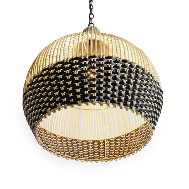 Contemporary Modern Wicker Tux Gourd Pendant Light Small For Sale - Image 3 of 9