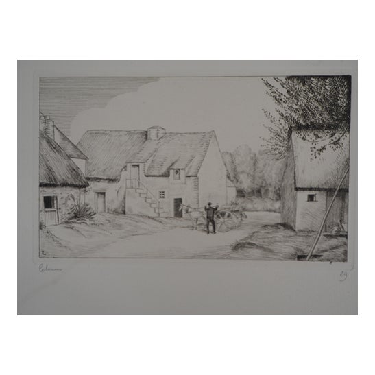 Jean-Emile Laboureur, The Blacksmith's House, Original Signed Etching For Sale