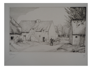 Jean-Emile Laboureur, The Blacksmith's House, Original Signed Etching