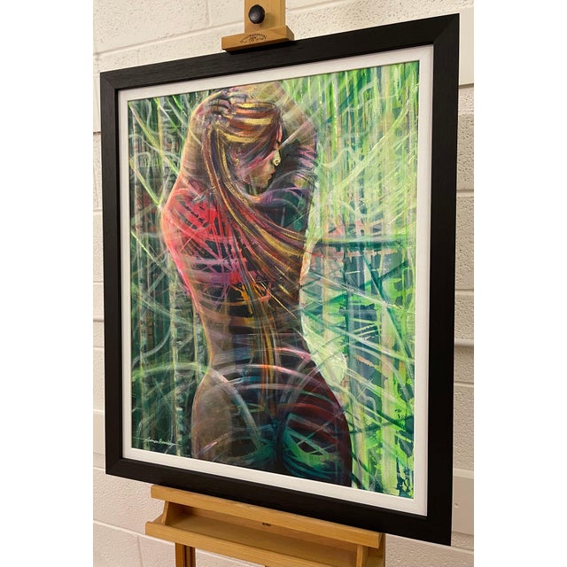 Light Green Contemporary Figurative Painting of Female Figure by British Artist 2020 For Sale - Image 8 of 14