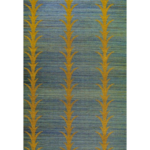 This pattern is a stylized stripe based on a classic acanthus motif. Elegant and airy, the design is printed on a sisal...