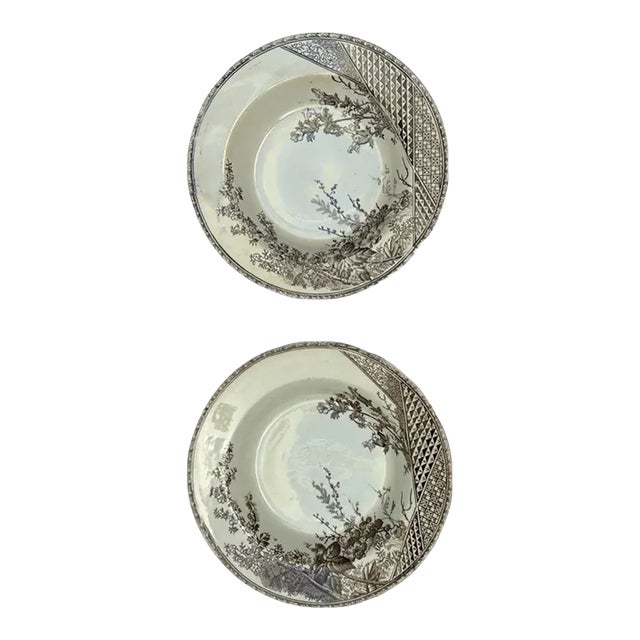 Set of 2 - j.m.& S. Gem Ironstone Transferware C. 1837-1889 For Sale