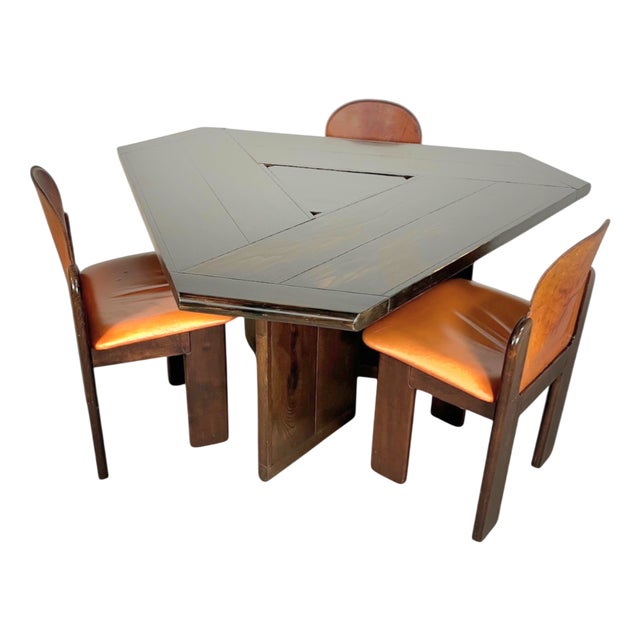Mid-Century Dining Table and Chairs by Silvio Coppola for Fratelli Montina, Italy, 1970s, Set of 4 For Sale