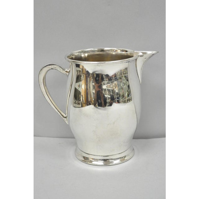 Vintage Silver Plated Copper Bulbous Lemonade Beverage Restaurant Water Pitcher For Sale - Image 11 of 11