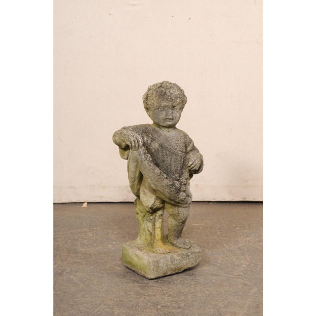 French Mid 20th Century French Cast-Stone "Bambine" Garden Statue For Sale - Image 3 of 11