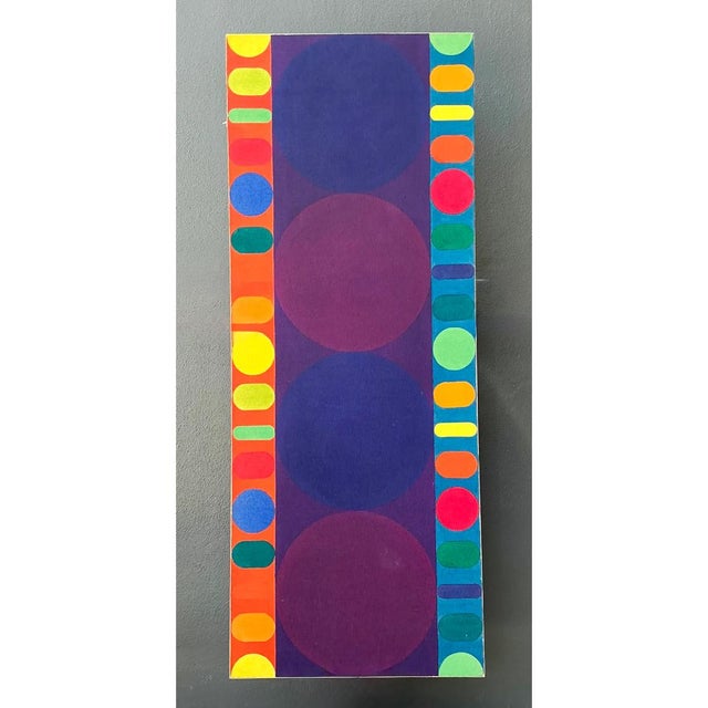 Mid-Century Modern Vintage Geometric Abstract Painting on Canvas For Sale - Image 3 of 12