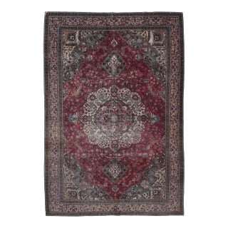 1970s Vintage Persian Handmade Wool Cotton Red Area Rug For Sale