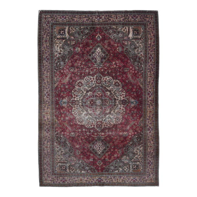 1970s Vintage Persian Handmade Wool Cotton Red Area Rug For Sale