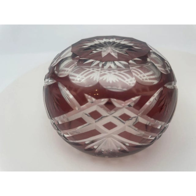 Glass Vintage Bohemian Crystal Votive Candle Holder in Prune Color For Sale - Image 7 of 9