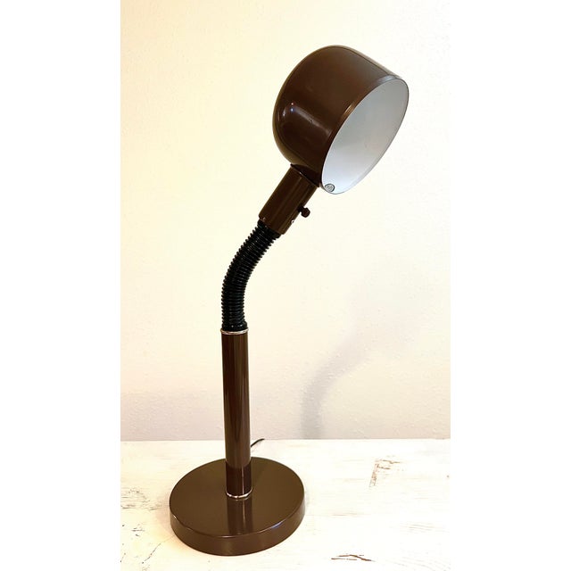 Mid 20th Century 1970's Retro Brown Gooseneck Table Lamp For Sale - Image 5 of 5