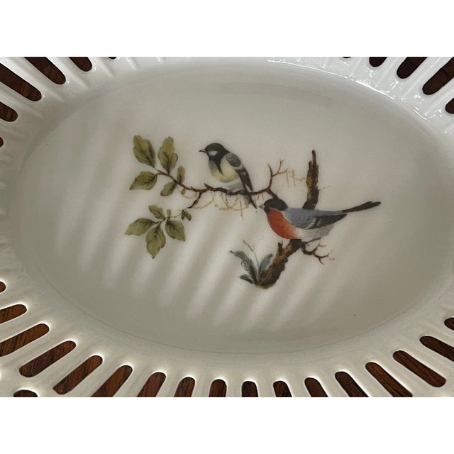 Shabby Chic 1980s Drexel Burnham Lambert Fine Porcelain Reticulated Boats With Birds - 3pcs For Sale - Image 3 of 4