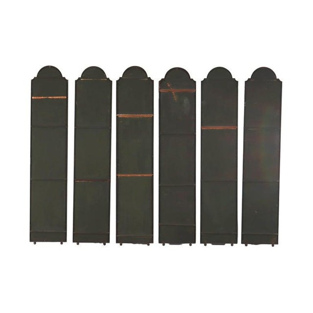 Metal Six Antique Chinese Hand Painted Wood & Metal Panels With Dragon Borders C1880 For Sale - Image 7 of 13