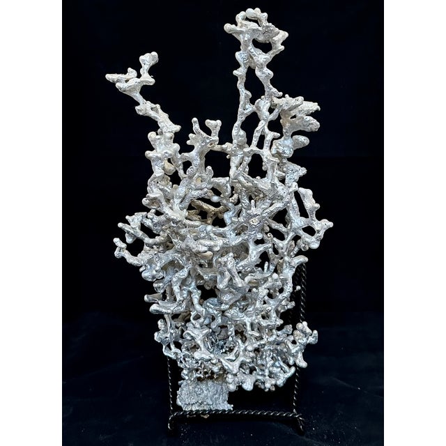 Modern Cast Aluminum Ant Colony Sculpture, Brutalist Organic Form on Stand For Sale - Image 3 of 6