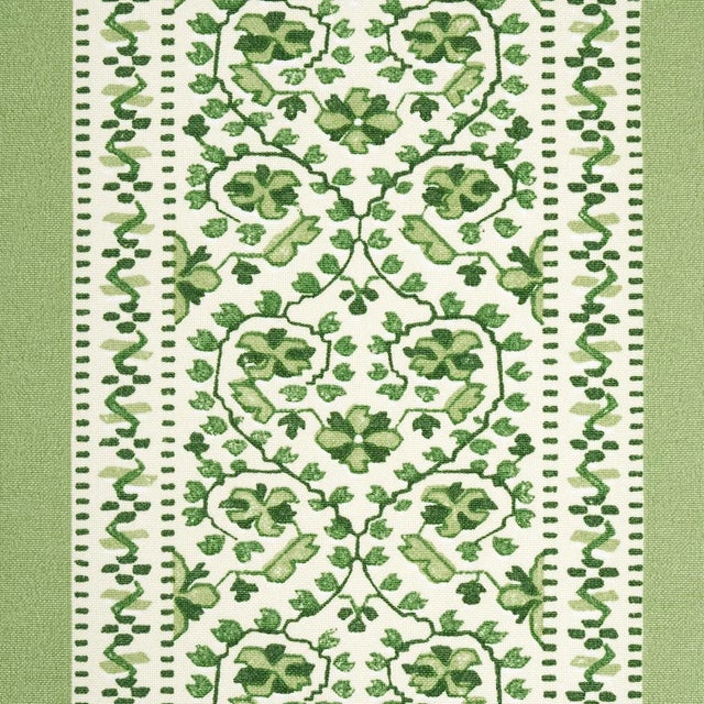 Moroccan Sample - Schumacher x Mark D. Sikes Jasmine Indoor/Outdoor Fabric in Leaf Green For Sale - Image 3 of 5