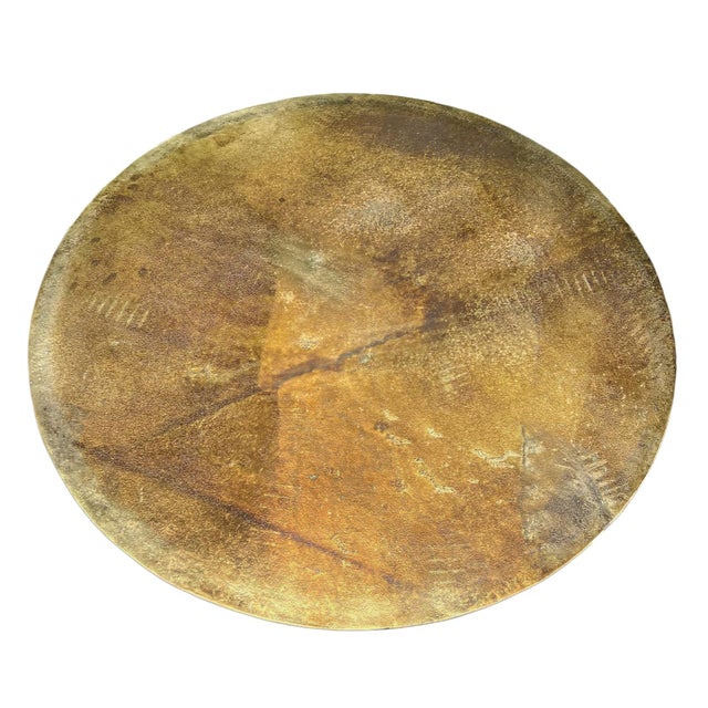 Brass Finish Industrial Modern Round Dining Table For Sale In Los Angeles - Image 6 of 11