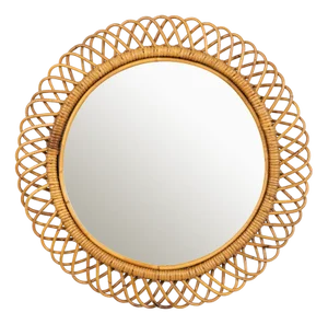 Midcentury Round Wall Mirror in Rattan and Bamboo by Franco Albini, 1960s