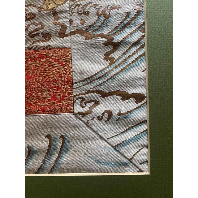 Framed Japanese Woven Textile Panel with Dragon Meiji Period For Sale - Image 11 of 14