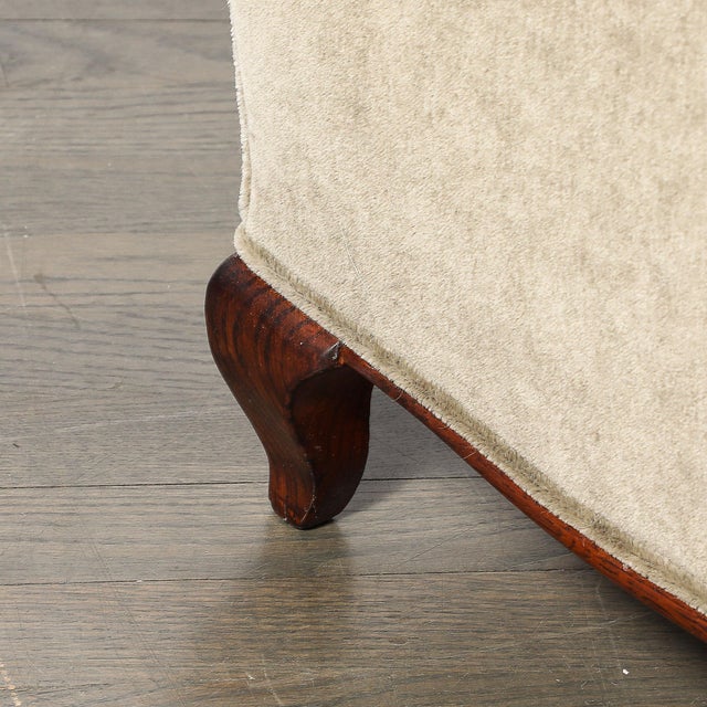 Pair of Art Deco Sinuous Club Chairs in Taupe Mohair & Walnut Supports For Sale - Image 16 of 17