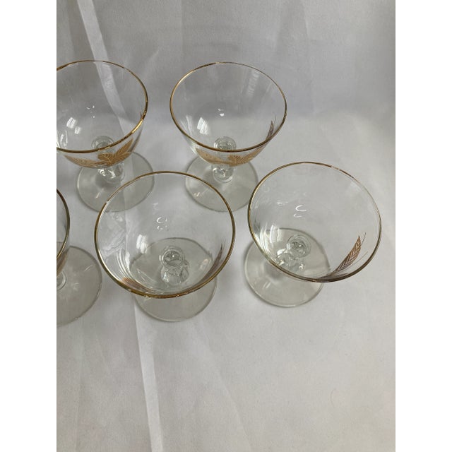 1960s Vintage Golden Leaves Glasses, Set of 8 For Sale - Image 5 of 10