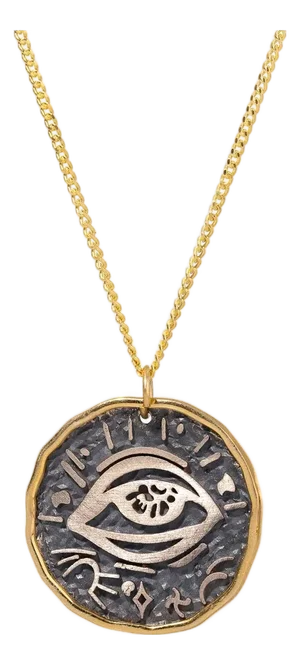 Mythological Symbol Pendant Sterling Silver & Gold Necklace