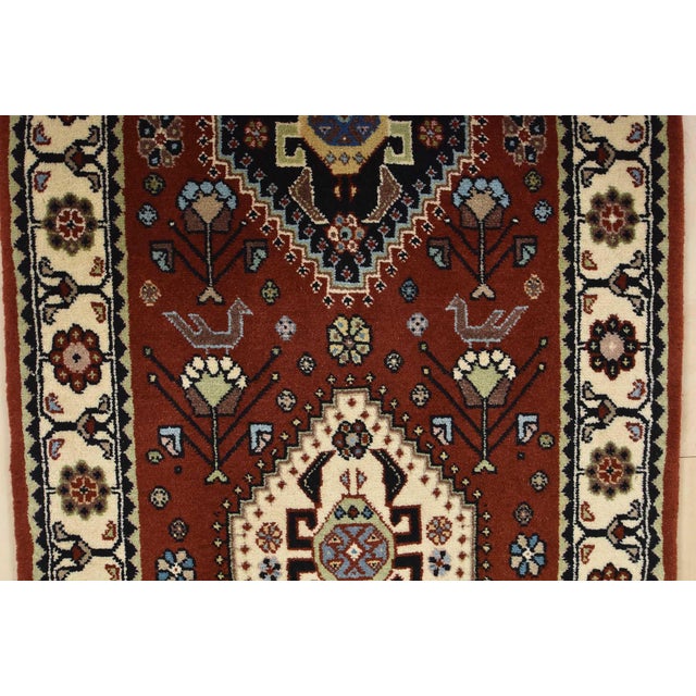 Fine Kashmar Runner 1’10” X 10’1” Red Wool Traditional Hand-Knotted Rug For Sale - Image 10 of 15