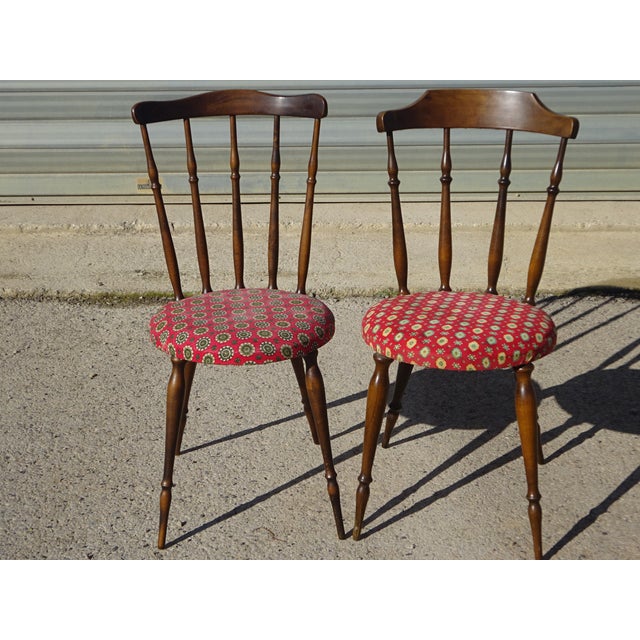 Wood and Fabric Chairs, Set of 2 For Sale - Image 14 of 18