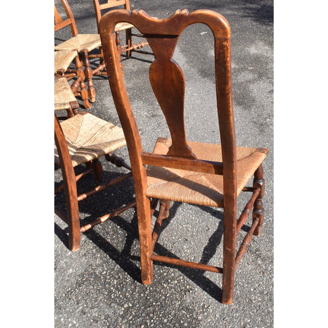18th Century 18th Century Set of Six Original American New England Queen Anne Chairs For Sale - Image 5 of 7