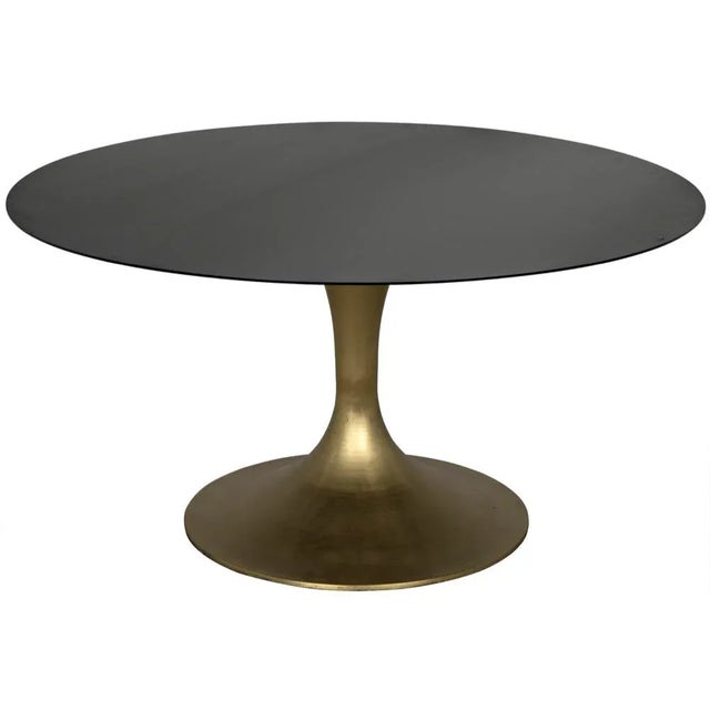 Herno Table, Antique Brass, Black Stone For Sale In Los Angeles - Image 6 of 6