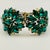 Hollywood Regency 1950s Rhinestone Clamper Bracelet Emerald Green Ab For Sale - Image 3 of 11