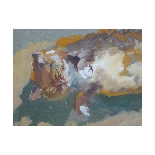 Caroline Duckworth King, Reclining Cat, 1970s, Oil Painting on Paper, Framed For Sale - Image 10 of 14