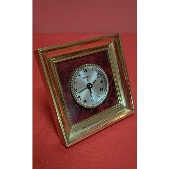 Gold Neo-Classical Swiss 8 Day Alarm Clock from Swiza, 1965 For Sale - Image 8 of 11