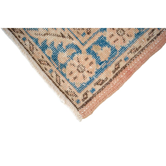 Traditional Ottoman Design Distressed Oushak Runner Rug Faded Colors Low Pile - 3'2″ X 12'2″ For Sale - Image 11 of 13