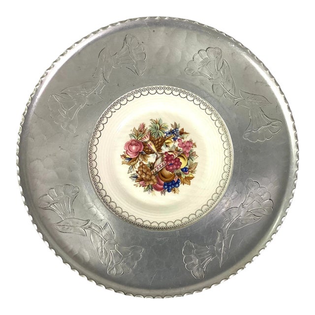 1930s Farberware Forged Aluminum and Ceramic Platter For Sale