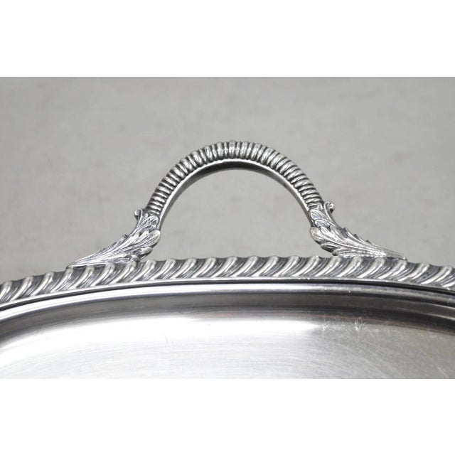Vintage Sheffield Victorian Silver Plated Twin Handle Bar Serving Platter Tray For Sale - Image 10 of 14