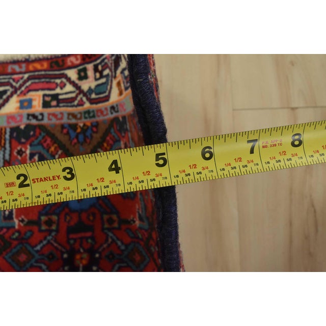 Red Hamedan Rug 2’9” X 4’2” Red Wool Vintage Tribal Hand-Knotted Oriental Carpet For Sale - Image 8 of 10