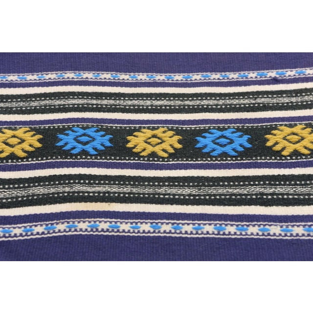 Mid 20th Century Vintage Blue Cretan Greek Kilim Rug - 01'06 X 03'10 For Sale - Image 5 of 10