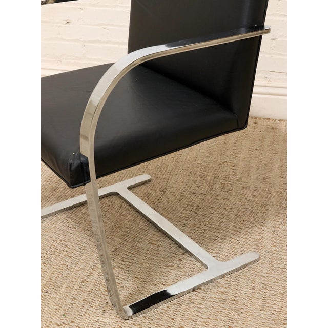 Mid 20th Century Styled After Mies Van Der Rohe Flat Bar Brno Chair in Black Leather & Chrome For Sale - Image 12 of 12