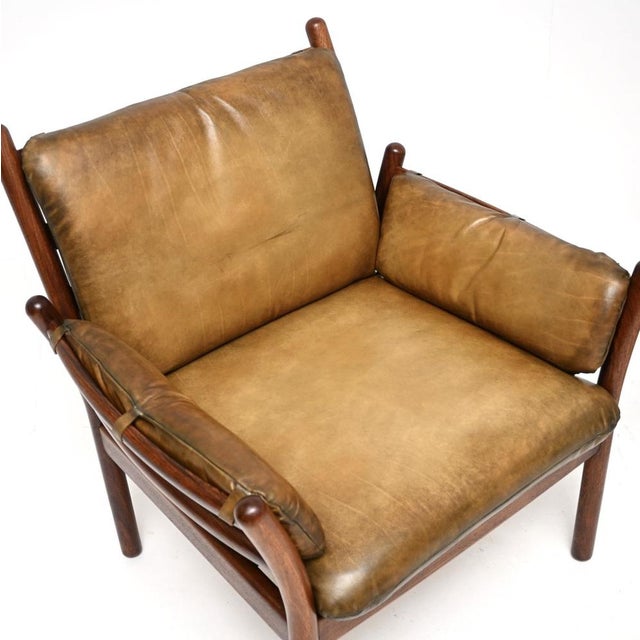 Brown Vintage Danish Armchairs by Illum Wikkelso for CFC Silkeborg, 1960, Set of 2 For Sale - Image 8 of 11