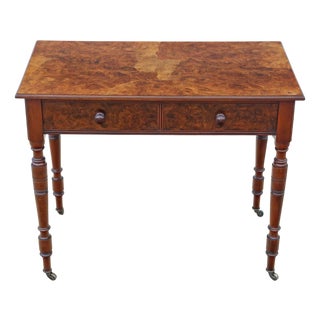Antique Oyster Burr Walnut Writing or Dressing Table, 19th Century For Sale