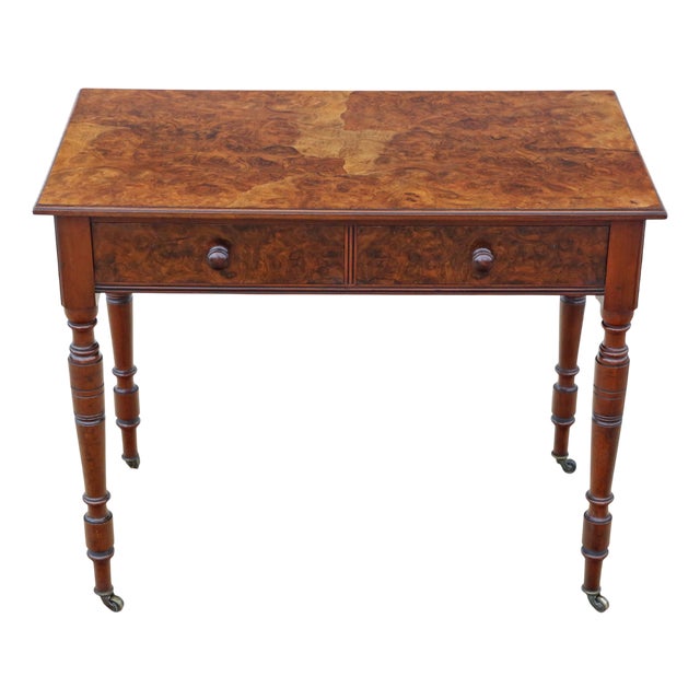 Antique Oyster Burr Walnut Writing or Dressing Table, 19th Century For Sale